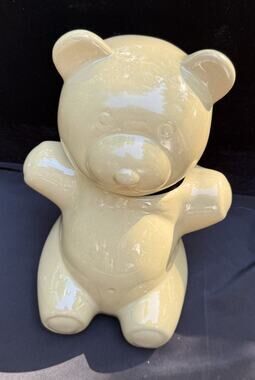 Vintage Hartstone Teddy Bear Cookie Jar Minimalist Style Brown 2PC Excellent!